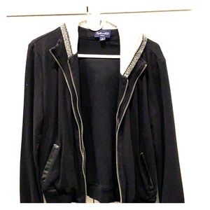 splendid small double-zip black sweatshirt